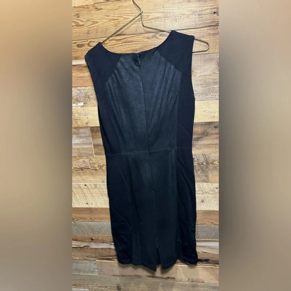 BCBG MAXAZRIA kellen faux suede mini sheath dress black office party bodycon US6 - Picture 4 of 6